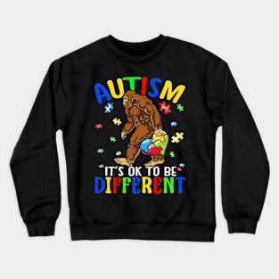 It's Ok To Be Different Autism Awareness Bigfoot Crewneck Sweatshirt